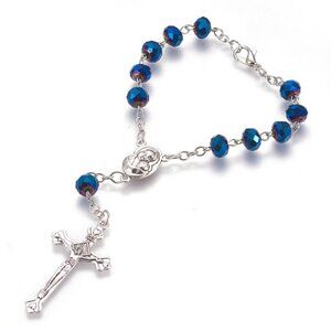 New glass beaded virgin Mary rosary bracelet